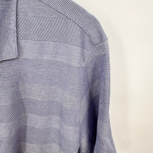 Robert Barakett Men's Blue Striped Cotton Polo // XL - Picture 4 of 7